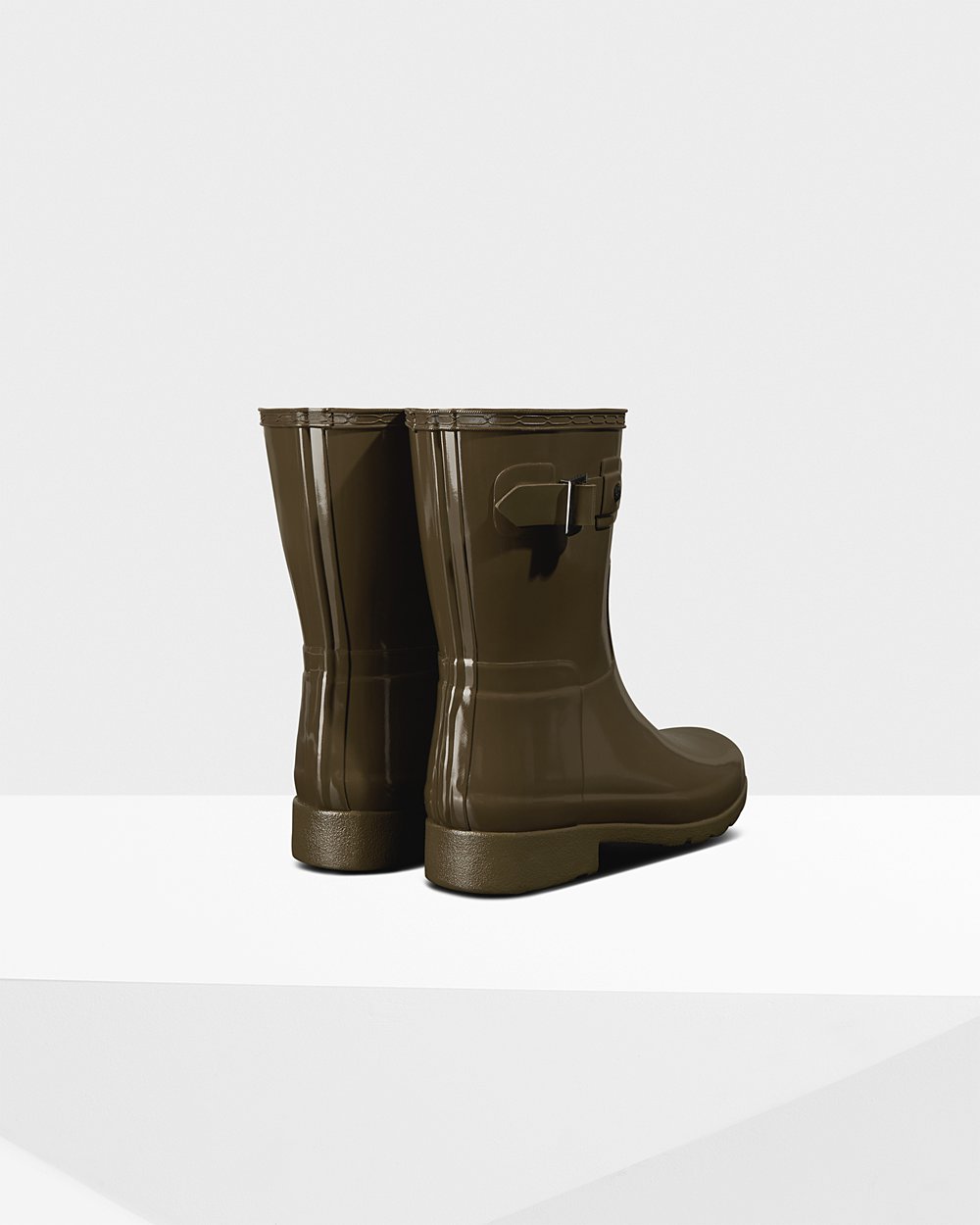 Botas de Lluvia Cortas Hunter Mujer - Refined Slim Fit Gloss - Verdes - MYXKPNA-38